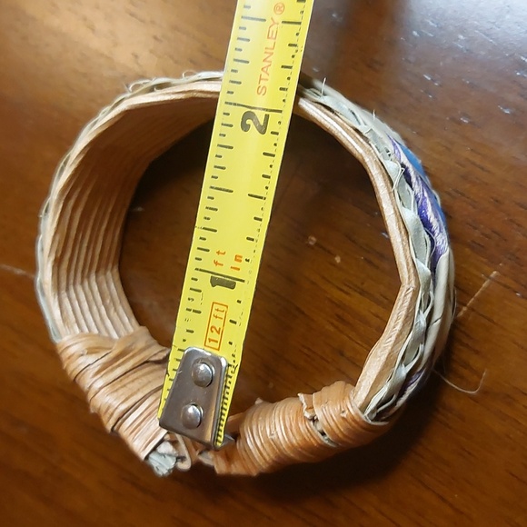 Artisan Handcrafted Woven Grass Straw Cuff Bracelet Eco-Friendly - Picture 4 of 7